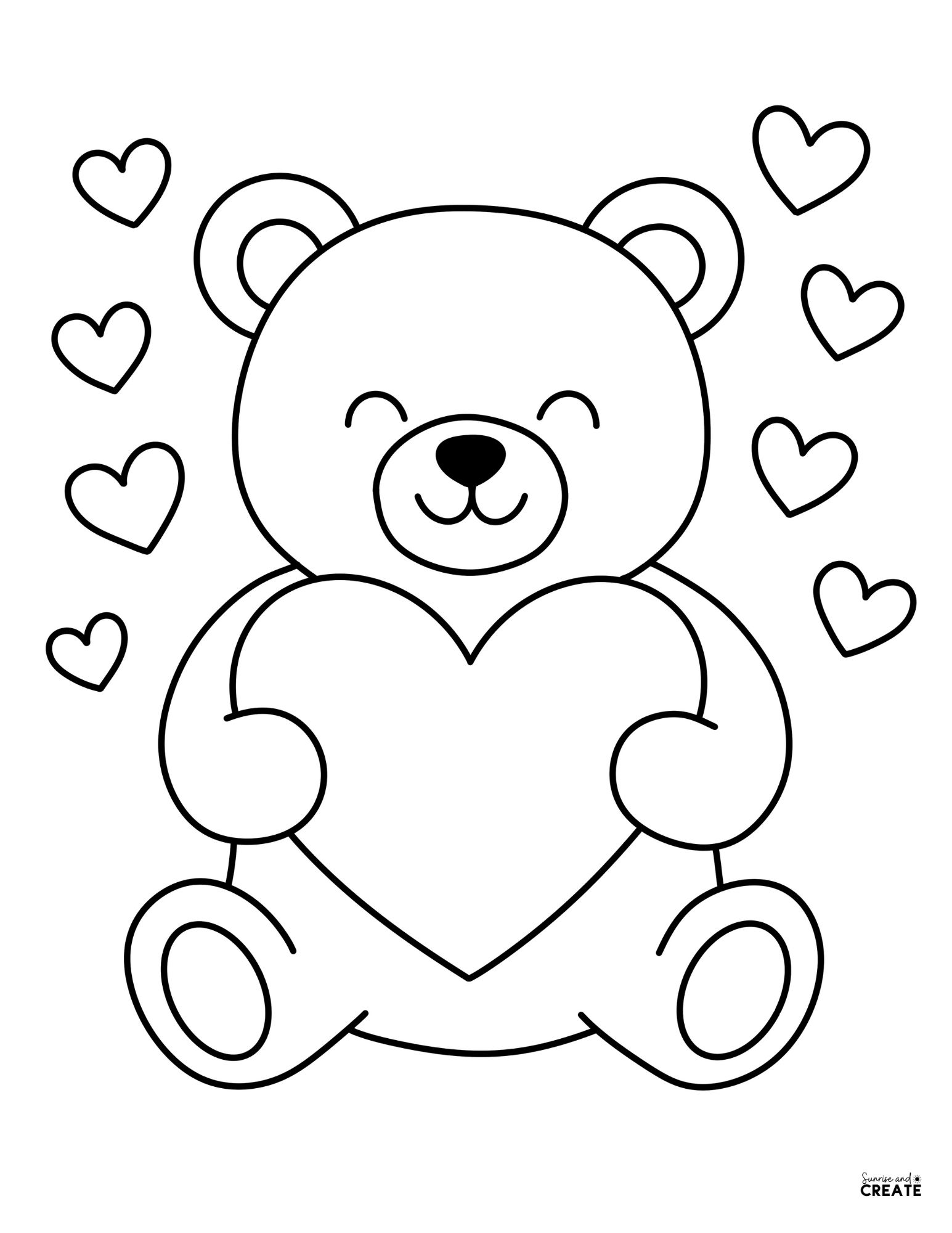 Coloring Page of Bear With Heart