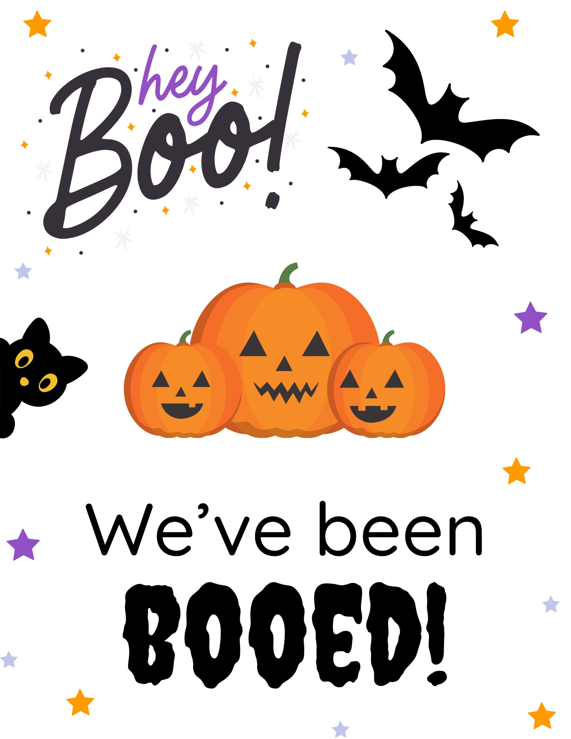 we've been booed printable with pumpkins and cat