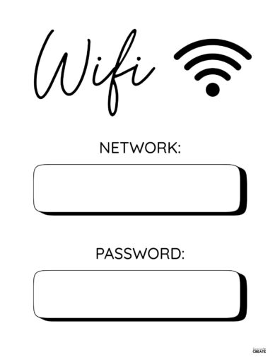 full page vertical simple wifi printable with boxes for information 